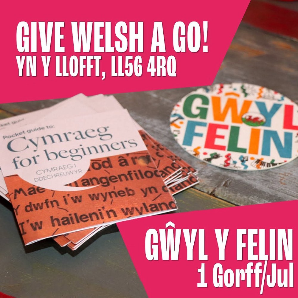 Give welsh a go poster by Gwyl Felin