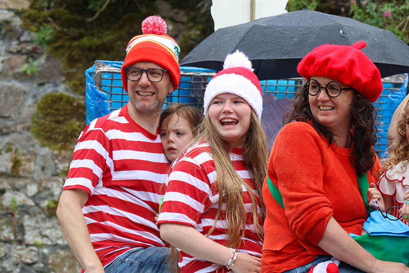 Group of people dressed up as where's wally during the carnival procession